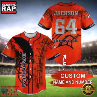 NFL Denver Broncos Personalized Baseball Jersey, Football Team Design Jersey Shirt
