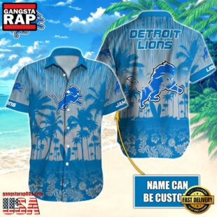 NFL Detroit Lions Vintage Style Custom Name Hawaiian Shirt