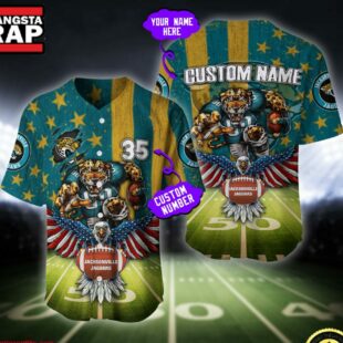 NFL Jacksonville Jaguars Eagle US Flag x Veterans Custom Baseball Jersey
