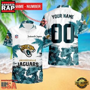 NFL Jacksonville Jaguars Hibiscus Flower Custom Name Hawaiian Shirt