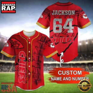 NFL Kansas City Chiefs Personalized Baseball Jersey, Football Team Design Jersey Shirt