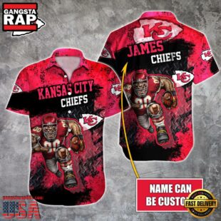 NFL Kansas City Chiefs Warrior Mascot Custom Name Hawaiian Shirt