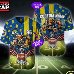 NFL Los Angeles Rams Eagle US Flag x Veterans Custom Baseball Jersey