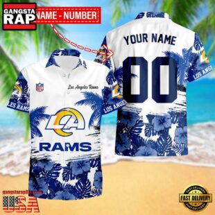 NFL Los Angeles Rams Hibiscus Flower Custom Name Hawaiian Shirt