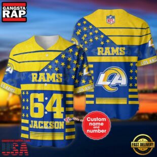 NFL Los Angeles Rams Personalized American Flag Baseball Jersey