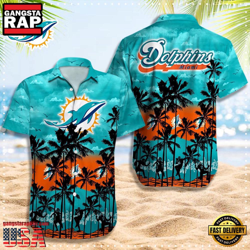 NFL Miami Dolphins Logo Team Aloha Hawaiian Shirt NFL Miami Dolphins Logo Team Aloha Hawaiian Shirt
