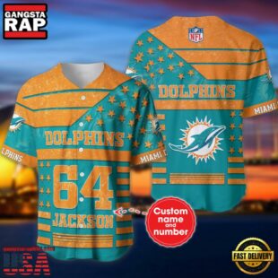 NFL Miami Dolphins Personalized American Flag Baseball Jersey