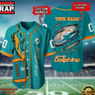 NFL Miami Dolphins Team Logo Litmited Edition Baseball Jersey