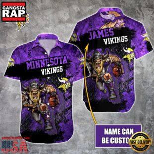 NFL Minnesota Vikings Warrior Mascot Custom Name Hawaiian Shirt