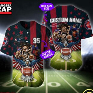 NFL New England Patriots Eagle US Flag x Veterans Custom Baseball Jersey