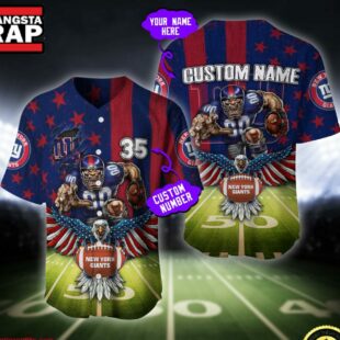 NFL New York Giants Eagle US Flag x Veterans Custom Baseball Jersey