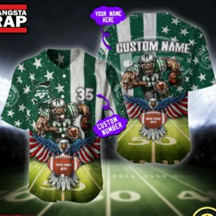 NFL New York Jets Eagle US Flag x Veterans Custom Baseball Jersey