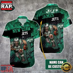 NFL New York Jets Warrior Mascot Custom Name Hawaiian Shirt