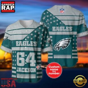 NFL Philadelphia Eagles Personalized American Flag Baseball Jersey