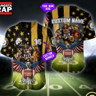 NFL Pittsburgh Steelers Eagle US Flag x Veterans Custom Baseball Jersey