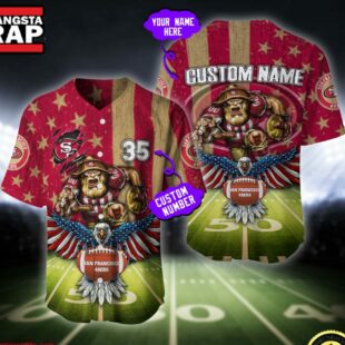 NFL San Francisco 49ers Eagle US Flag x Veterans Custom Baseball Jersey