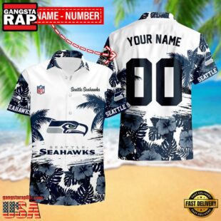 NFL Seattle Seahawks Hibiscus Flower Custom Name Hawaiian Shirt