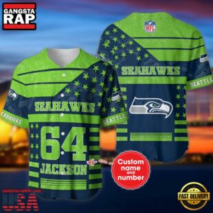 NFL Seattle Seahawks Personalized American Flag Baseball Jersey