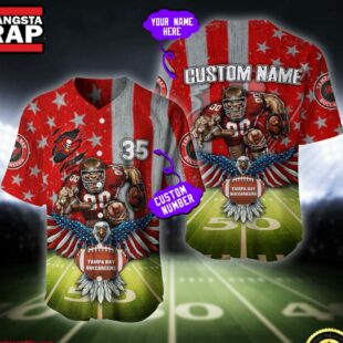 NFL Tampa Bay Buccaneers Eagle US Flag x Veterans Custom Baseball Jersey
