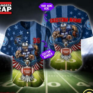 NFL Tennessee Titans Eagle US Flag x Veterans Custom Baseball Jersey