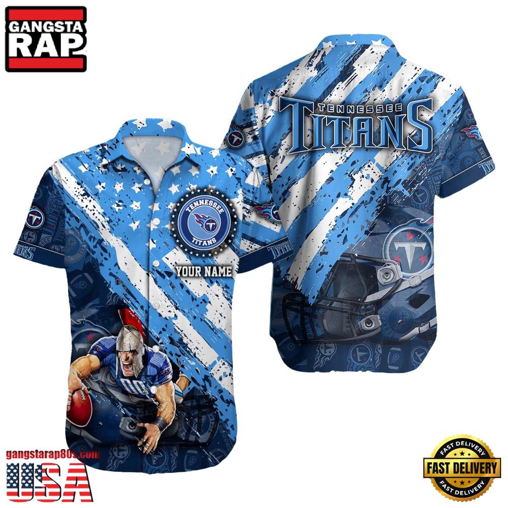 NFL Tennessee Titans Football American Flag Mascot Custom Name Aloha Hawaiian Shirt NFL Tennessee Titans Football American Flag Mascot Custom Name Aloha Hawaiian Shirt