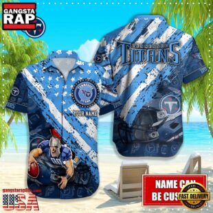 NFL Tennessee Titans Football American Flag Mascot Custom Name Hawaiian Shirt