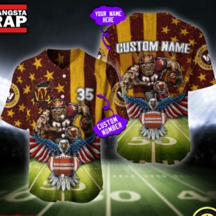 NFL Washington Commanders Eagle US Flag x Veterans Custom Baseball Jersey