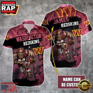NFL Washington Commanders Warrior Mascot Custom Name Hawaiian Shirt