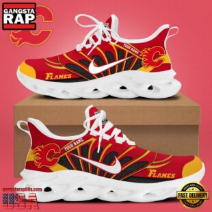 NHL Calgary Flames Hockey Logo Custom Name Max Soul Shoes