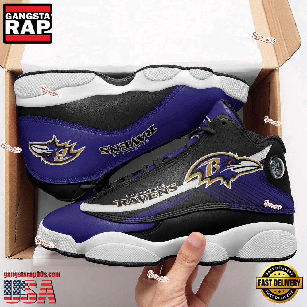 NFL Baltimore Ravens New Design Air Jordan 13 Running Sneakers Shoes For Fans NFL Baltimore Ravens New Design Air Jordan 13 Running Sneakers Shoes For Fans