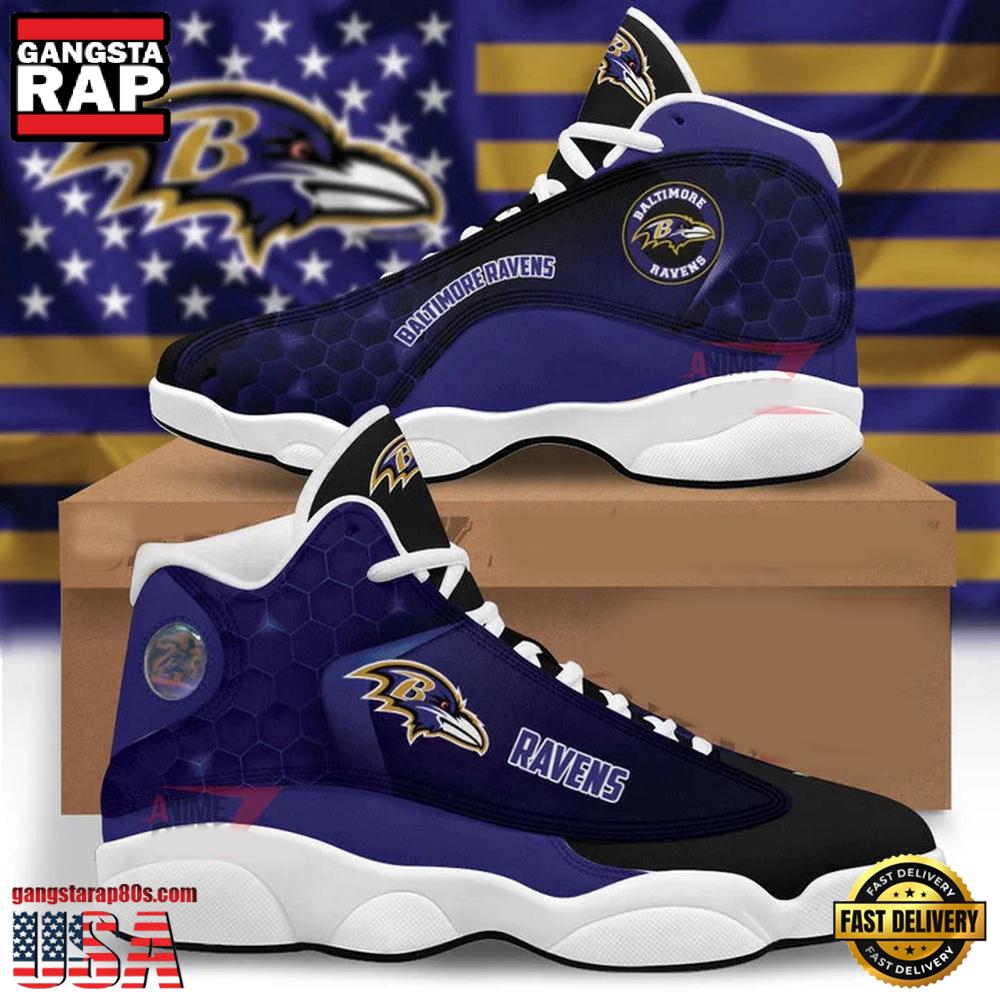 NFL Baltimore Ravens New Design Air Jordan 13 Running Sneakers Shoes NFL Baltimore Ravens New Design Air Jordan 13 Running Sneakers Shoes