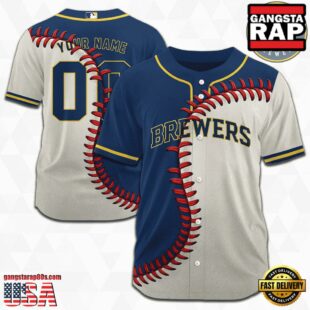 Custom Name And Number Milwaukee Brewers MLB Baseball Jersey