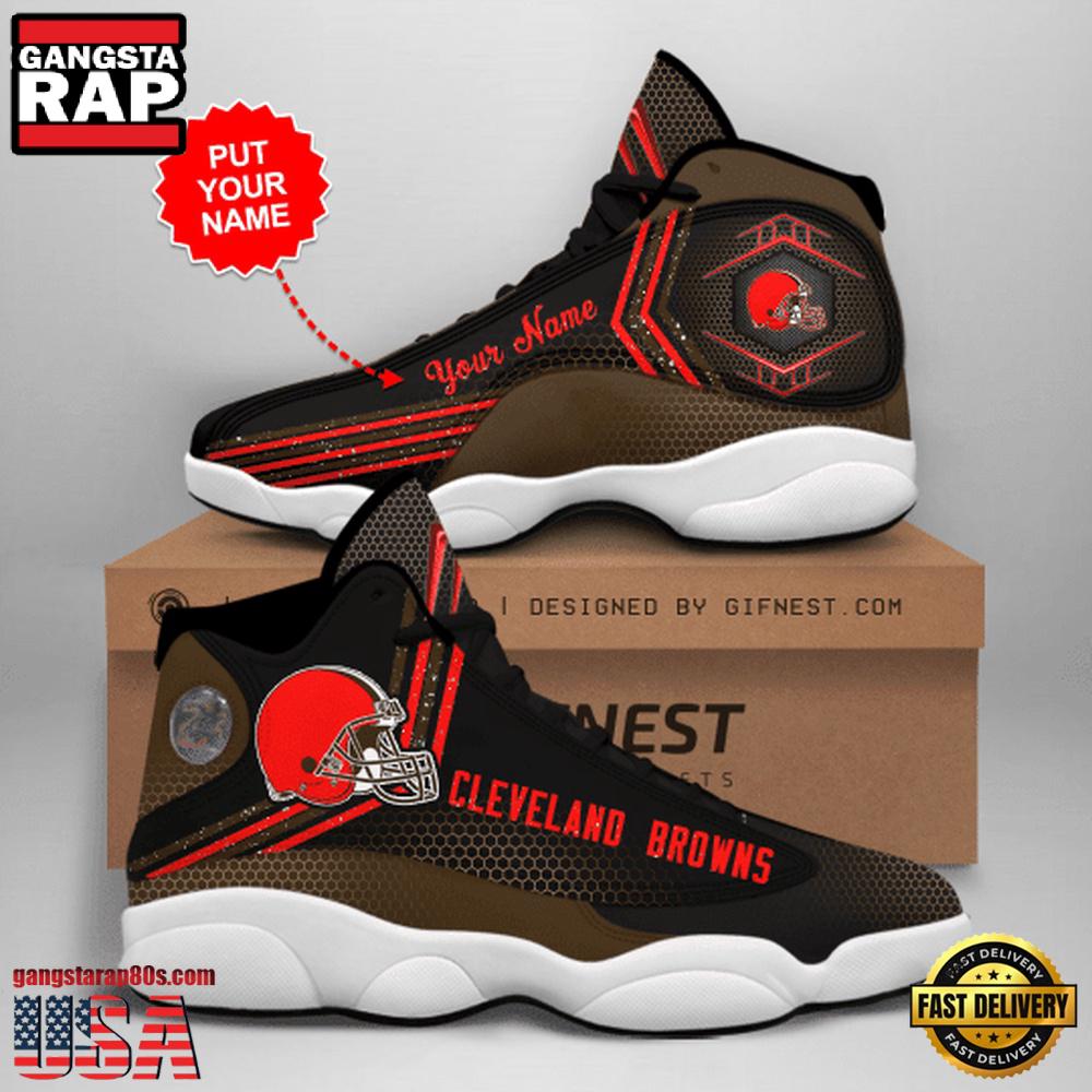 NFL Custom Name Cleveland Browns New Design Air Jordan 13 Running Sneakers For Men Women NFL Custom Name Cleveland Browns New Design Air Jordan 13 Running Sneakers For Men Women