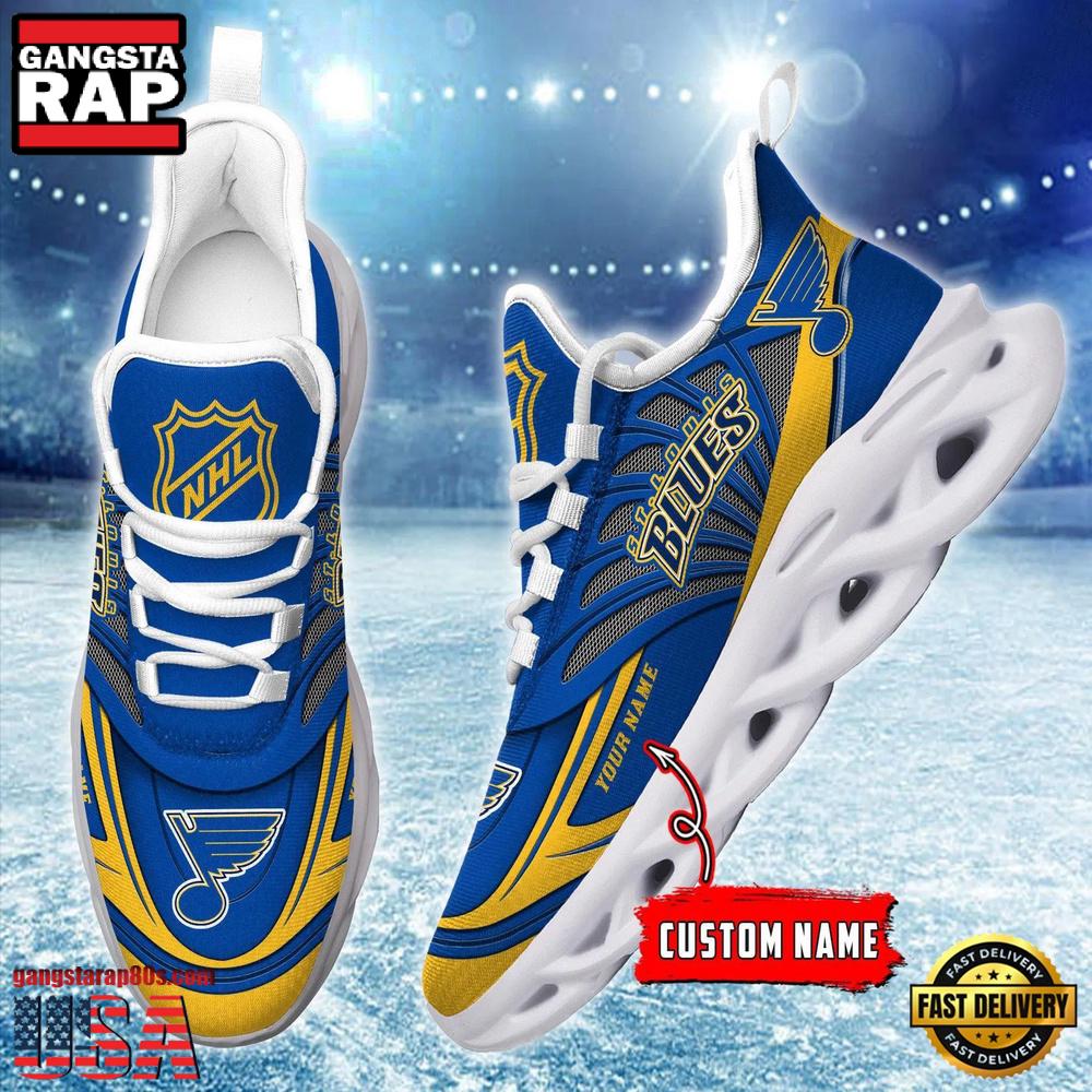 NHL Custom Name St. Louis Blues Team Logo Design Max Soul Shoes Running Sneakers NHL Custom Name St. Louis Blues Team Logo Design Max Soul Shoes Running Sneakers