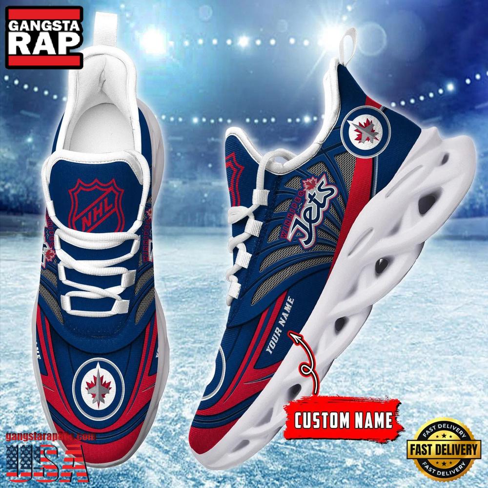 NHL Custom Name Winnipeg Jets Team Logo Design Max Soul Shoes Running Sneakers NHL Custom Name Winnipeg Jets Team Logo Design Max Soul Shoes Running Sneakers