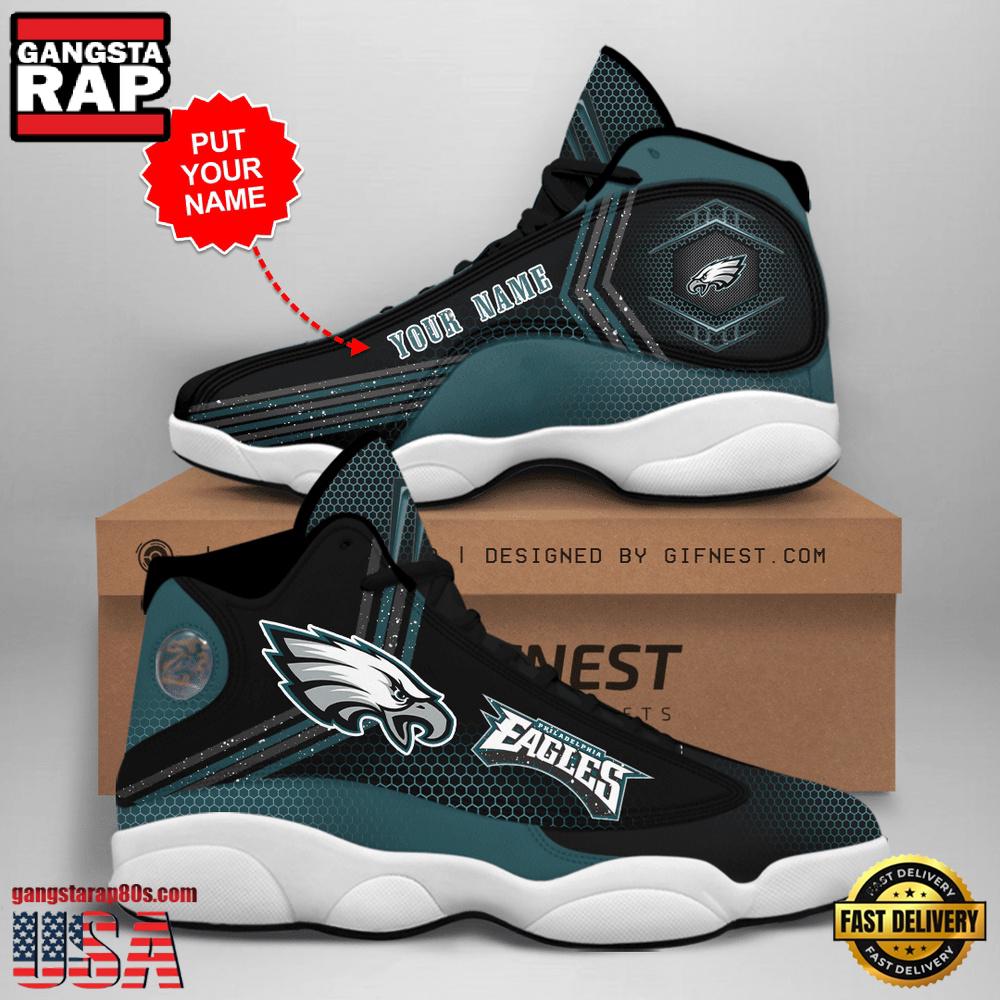 NFL Custom Name Philadelphia Eagles New Design Air Jordan 13 Running Sneakers For Men Women NFL Custom Name Philadelphia Eagles New Design Air Jordan 13 Running Sneakers For Men Women
