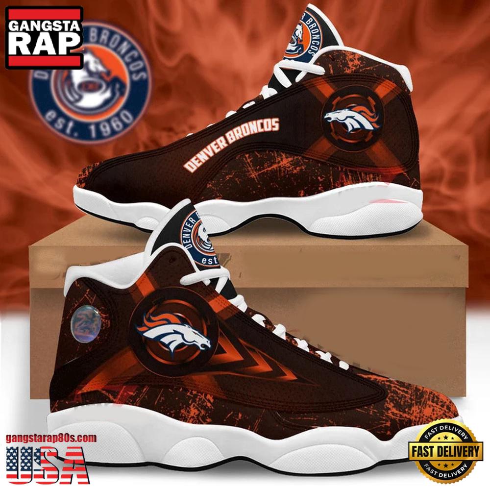 NFL Denver Broncos New Design Air Jordan 13 Running Sneakers Shoes For Fans NFL Denver Broncos New Design Air Jordan 13 Running Sneakers Shoes For Fans