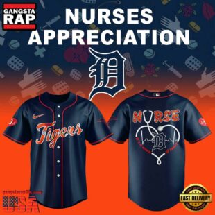 Detroit Tigers Nurses Appreciation Navy Blue Jersey Shirt