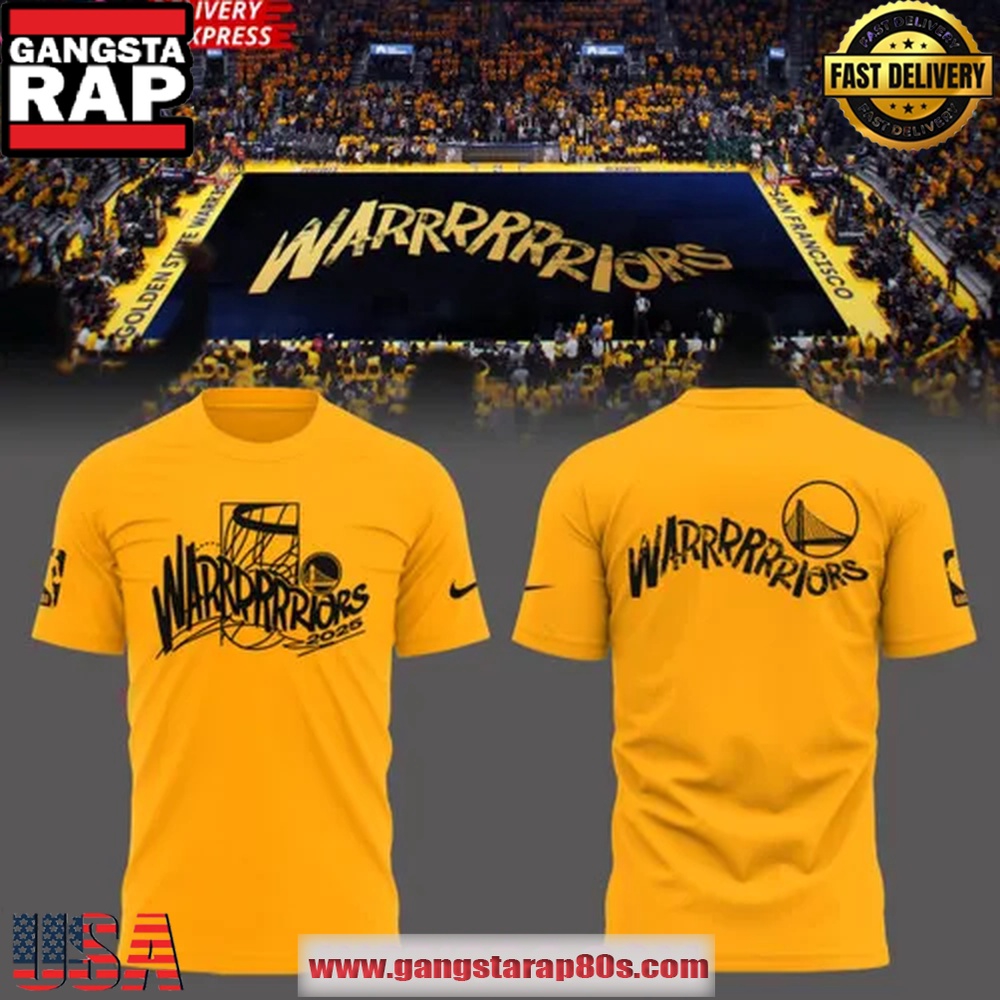 Golden State Warriors NBA Play Off 2025 Gold Unisex T Shirt Golden State Warriors NBA Play Off 2025 Gold Unisex T Shirt