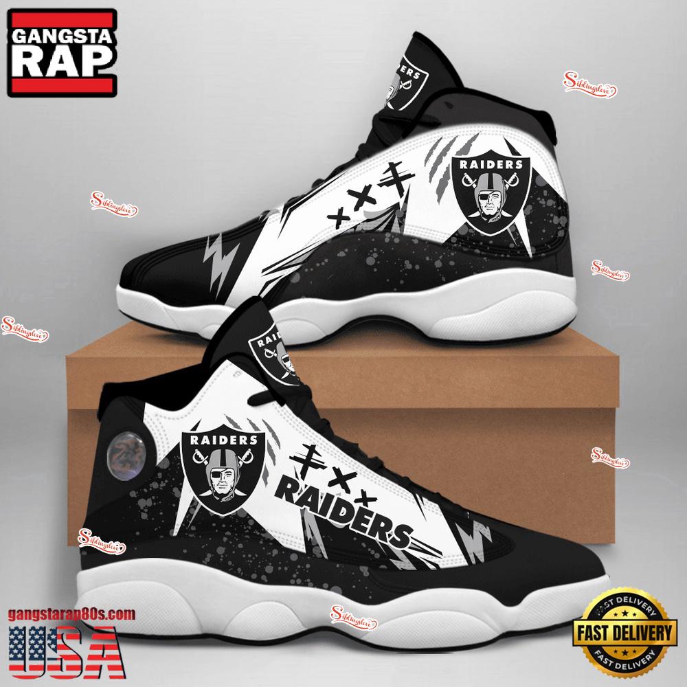 NFL Las Vegas Raiders New Design Air Jordan 13 Running Sneakers Shoes For Fans NFL Las Vegas Raiders New Design Air Jordan 13 Running Sneakers Shoes For Fans