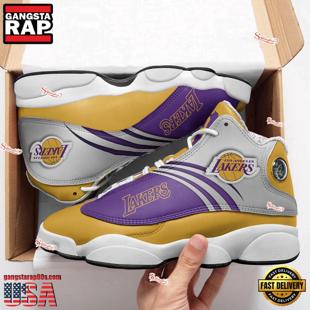 NFL Los Angeles Lakers New Design Air Jordan 13 Running Sneakers Shoes For Fans NFL Los Angeles Lakers New Design Air Jordan 13 Running Sneakers Shoes For Fans
