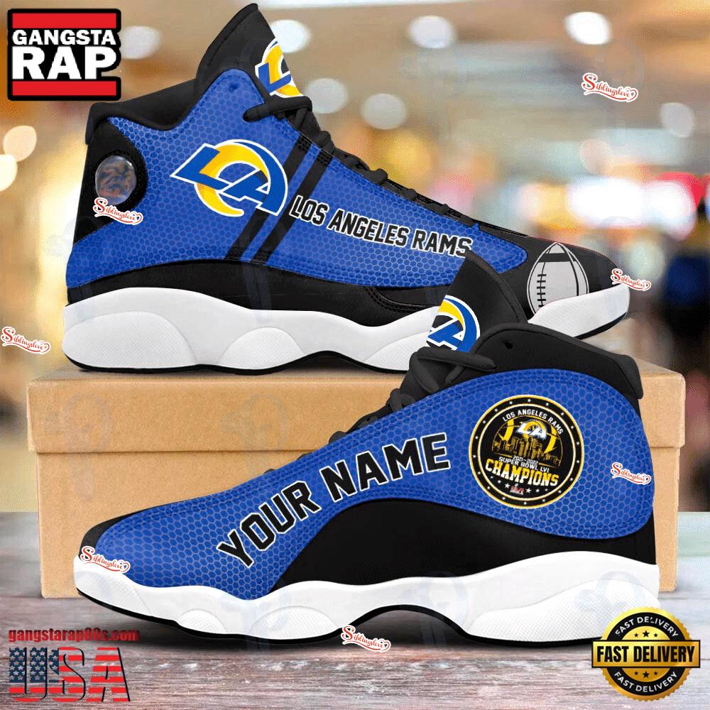 NFL Los Angeles Rams New Design Air Jordan 13 Running Sneakers Shoes For Fans NFL Los Angeles Rams New Design Air Jordan 13 Running Sneakers Shoes For Fans
