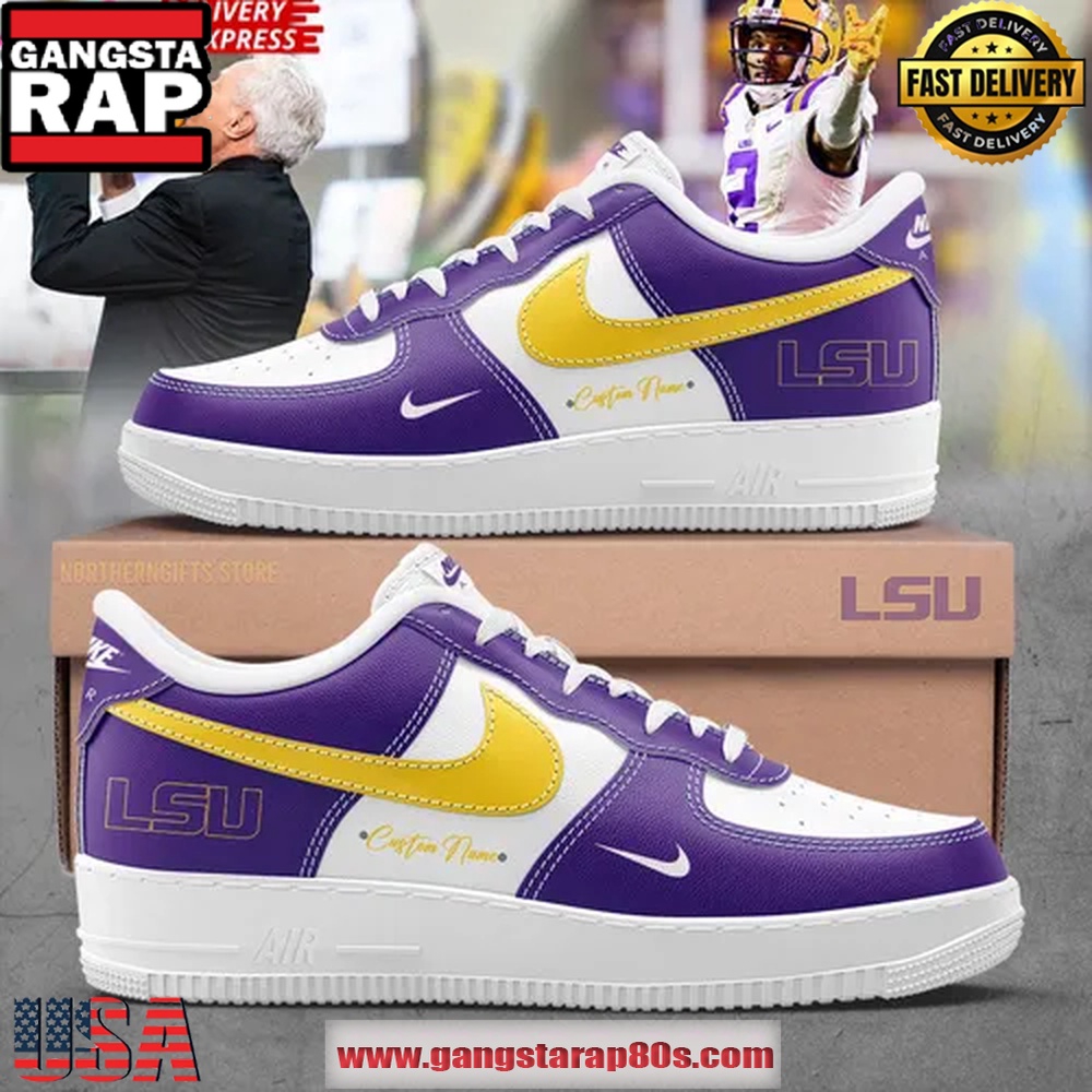 LSU Tiger Custom Air Force 1 Sneakers Shoes LSU Tiger Custom Air Force 1 Sneakers Shoes