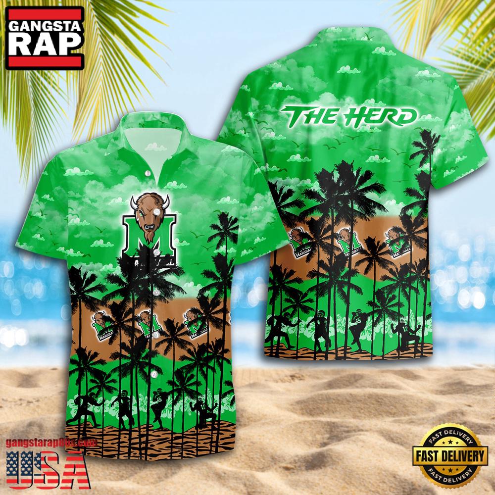 Marshall Thundering Herd Style Hot Summer Aloha Hawaiian Shirt Marshall Thundering Herd Style Hot Summer Aloha Hawaiian Shirt