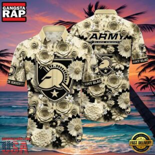 NCAA Army Black Knights Flower Button Up Hawaiian Shirt 3D Shirt.jpg
