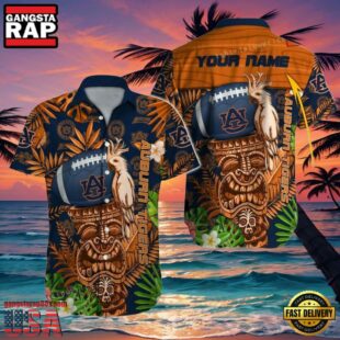 NCAA Auburn Tigers Custom Name Button Up Hawaiian Shirt