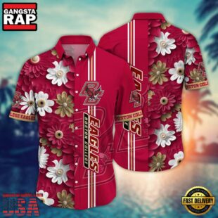 NCAA Boston College Eagles Flower Summer Aloha Button Hawaiian Shirt