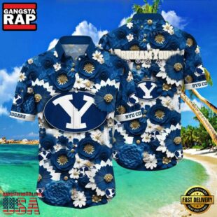 NCAA Byu Cougars Flower Hawaiian Shirt 3D Shirt, Custom Name Byu Cougars Gifts