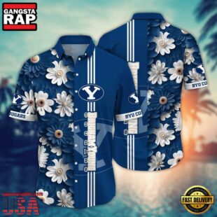 NCAA BYU Cougars Flower Summer Aloha Button Hawaiian Shirt