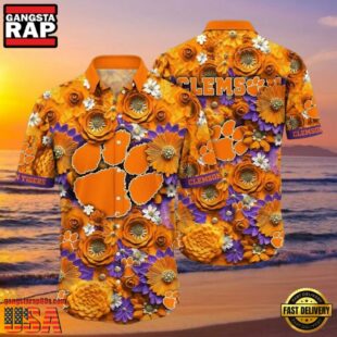 NCAA Clemson Tigers Flower Hawaiian Shirt Outfit 3D Shirt.jpg